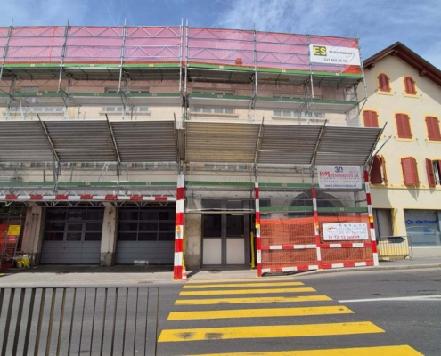 Chantier Entretien Facade La Sarraz Echafaudage Vm Renovation Sa
